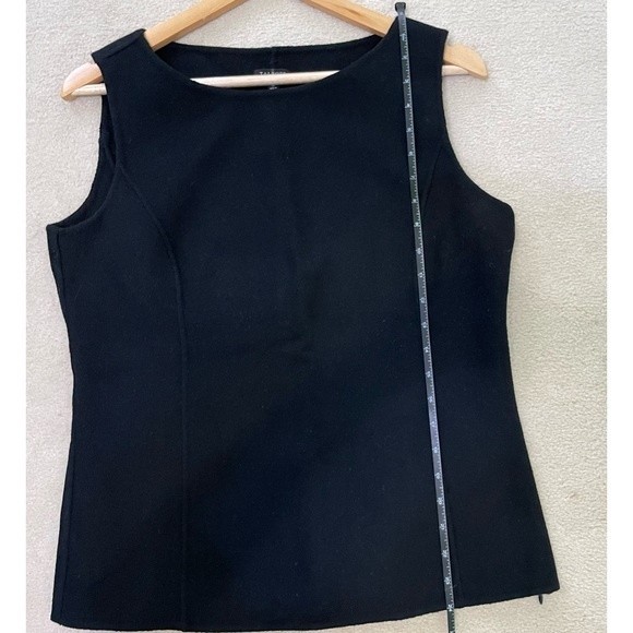 Talbots Sleeveless Wool Blend Top Women's Large Black Soft Princess Seams Zipper - Picture 2 of 10